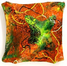 "Relief 173a" Huile sur pétales de roses (20x20) 2017