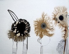 "piloti" encres sur papier aquarelle collé sur bois patiné 30X38