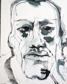 "forêt" encres sur papier aquarelle sur bois 30X38