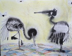 " tapis" technique mixte sur papier aquarelle 30X40 encadré