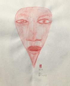 (c) Confais Visage goutte - Sanguine - 30 x 40 cm - 2019 (c) Confais Visage goutte - Sanguine - 30 x 40 cm - 2019