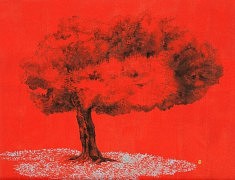 Arbre d'Uéno II - 2014 - Pigments de couleur, colle de cerf, encre de Chine et feuille d'or sur panneau - 45,5 x 60,6 cm Arbre d'Uéno II - 2014 - Pigments de couleur, colle de cerf, encre de Chine et feuille d'or sur panneau - 45,5 x 60,6 cm