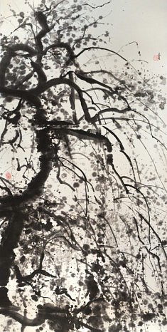 Prunier pendant - 2018 - Encre de Chine - 137 x 70 cm Prunier pendant - 2018 - Encre de Chine - 137 x 70 cm