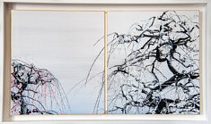 Conversation - 2018 - Pigments japonais, colle de cerf, encre de Chine, feuilles d'argents sur cartons - 27,3 x 24,2 cm x 2 Conversation - 2018 - Pigments japonais, colle de cerf, encre de Chine, feuilles d'argents sur cartons - 27,3 x 24,2 cm x 2