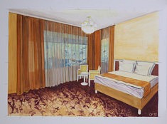Zimmer, gouache sur papier, 100 cm / 70cm 2018