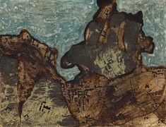 La Baie de la Bourboule - Café, calque, peinture à l’huile et encre sur papier - 32x24,5 – 2017