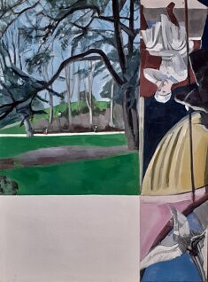 Série "Piero and Co" (le rêve) , 60x80 cm, pigments et colle sur carton collé sur tasseaux bois, 2022
