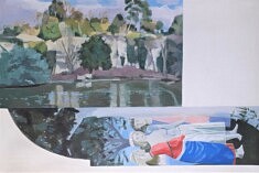 Série "Piero and Co" (St Jean Batiste abs) , 120x80 cm, pigments et colle sur carton collé sur tasseaux bois, 2022