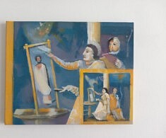 Série "Lascaux-Romaine", "la peintre romaine", 33x41 cm, 2024