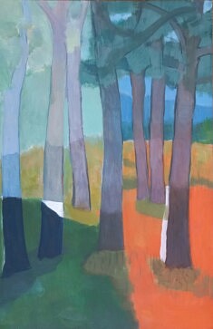"Répétition, Arbres C", pigments et colle/ medium, 120x80cm, 2025