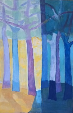 "Répétition, Arbres D", pigments et colle/ medium,120x80cm, 2025