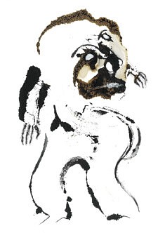 Gros mais agile - Café et encre de Chine sur papier - 32x24cm - 2025
