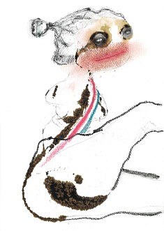 Miss France en a ras-le-bol - Café et pastel sur papier - 30x21cm - 2025