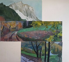 "Fragments, Montagne, Rien" (1) 2026, technique mixte sur carton, 60x60cm