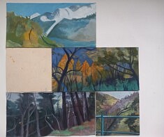 "Fragments, Montagne, Rien" (3) 2026, technique mixte sur carton, 60x60cm