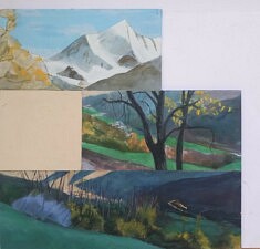 "Fragments, Montagne, Rien" (4) 2026, technique mixte sur carton, 60x60cm