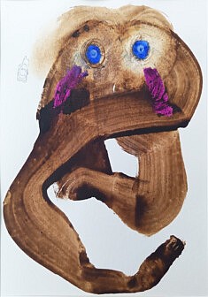 Le Yoga, ce n'est pas si facile - café et pastel gras sur papier - 30x21cm - 2026