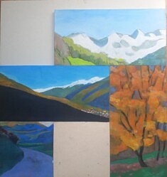 "Fragments, Montagne, Rien" (2) 2026, technique mixte sur carton, 60x60cm