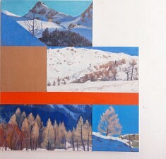"Fragments Montagne-neige Rien" (3) 2026, technique mixte sur medium, 96x90cm