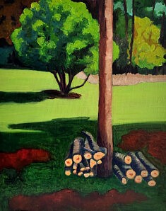 Portrait de jardin 13 Eté, Huile sur carton, 20x30cm, 2025 