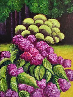 Portrait de jardin 6 Eté, Huile sur carton, 30x40cm, 2025 