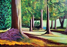 Portrait de jardin, Le Rendez-vous, Huile sur carton, 70x50 cm, 2026