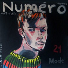 Juan Diego Vergara, Magazine Numéro (Serie réinterprétation des couvertures de magazines, huile sur toile, 100 x 100 cm
