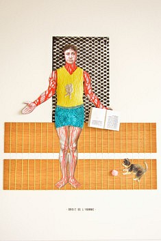 Christophe Horlain, Droit de l'Homme, assemblage & bas relief, 30 x 40 cm