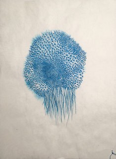 Joëlle Bondil, Maillage 6, encre à la plume sur papier de riz : 24 x 33 cm
