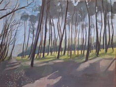 Anne Catoire, Planter des arbres pigments et colle sur panneau médium, 80 x 106,5 cm, 2019
