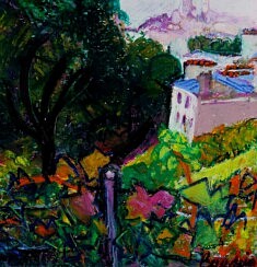Geneviève Baudouin, Automne à la Butte Bergère, pastel, 30 x 30 cm