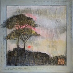 Ly-Rose, Pluie, 2022, techniques mixtes, 40 x 40 cm