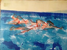 Danielle Choukroun, Les nageuses, 2015, lithographie, 56 x 76 cm