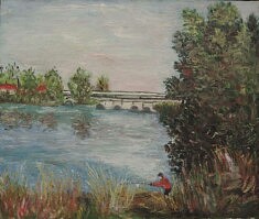 (Français) Jenny Rosner, lac Bordeaux, huile 47 x 56 cm
