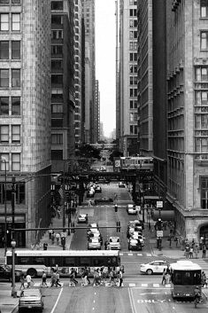 (2) Charles Guy, Chicago, East Washington street, photographie noir et blanc, 150 x 100 cm