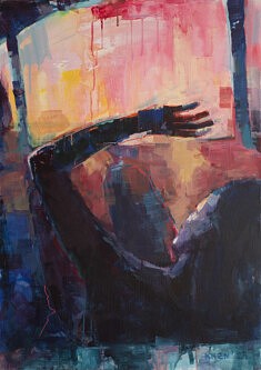 Ania khazina, Backseat 2, acrylics on canvas, 
65 x 92 cm