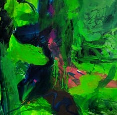 Véronique Le Gall, La forêt d'émeraude, 2024, acrylique sur toile