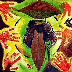 Rosario Marrero, L'indifference des esclaves dans leurs mains, 2022, technique mixte sur toile, 40 x 40 cm