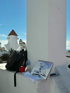 Aquarelle en cours par Cécilio Chavez (photo lasguiritanas.com)