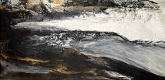 Claude Vergé, L'or noir, acrylique sur toile, 92 x 197 cm