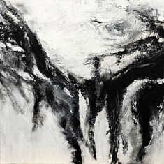 Claude Vergé, (extrait du) Triptyque noir et blanc, acrylique sur toile, 100 x 100 cm