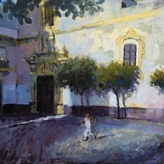 Cristina López, plaza San Francisco, huile sur panneau, 40 x 40 cm
