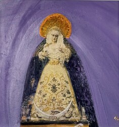 Florence Boré, la madone de cadix eglise de san francisco huile sur toile et transfert 40x40