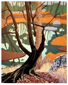 Jean Deprez, extrait de la série Mare Froideau, 2021, acrylique sur papier, 65 x 50 cm