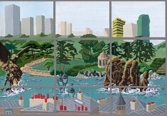 Jean Deprez, extrait de Lacs, 2024, acrylique sur papier, 50 x 200 cm