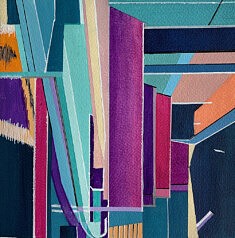 Sylvie Kipen-Rivenc, architexture 2, 2023, acrylique sur toile, 80 x 80 cm