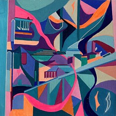 Sylvie Kipen-Rivenc, architexture 8, 2024, acrylique sur papier, 20 x 20 cm