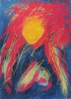 Nini Mimosa, Toute feu toute flamme, pastel sec, 70 x 50 cm