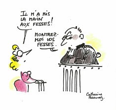 Catherine Beaunez, Tribunal mes fesses, feutre noir et encres couleurs
