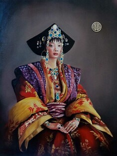 Éric Mazurie, Drapé d'orient, 2020, huile, 64 x 50 cm